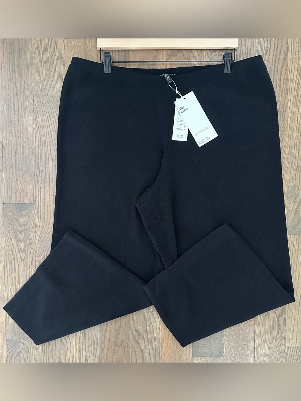 NWT Eileen Fisher Wool Knit Crepe Wide Leg Crop Pant in Black Size 1X - Picture 6 of 12